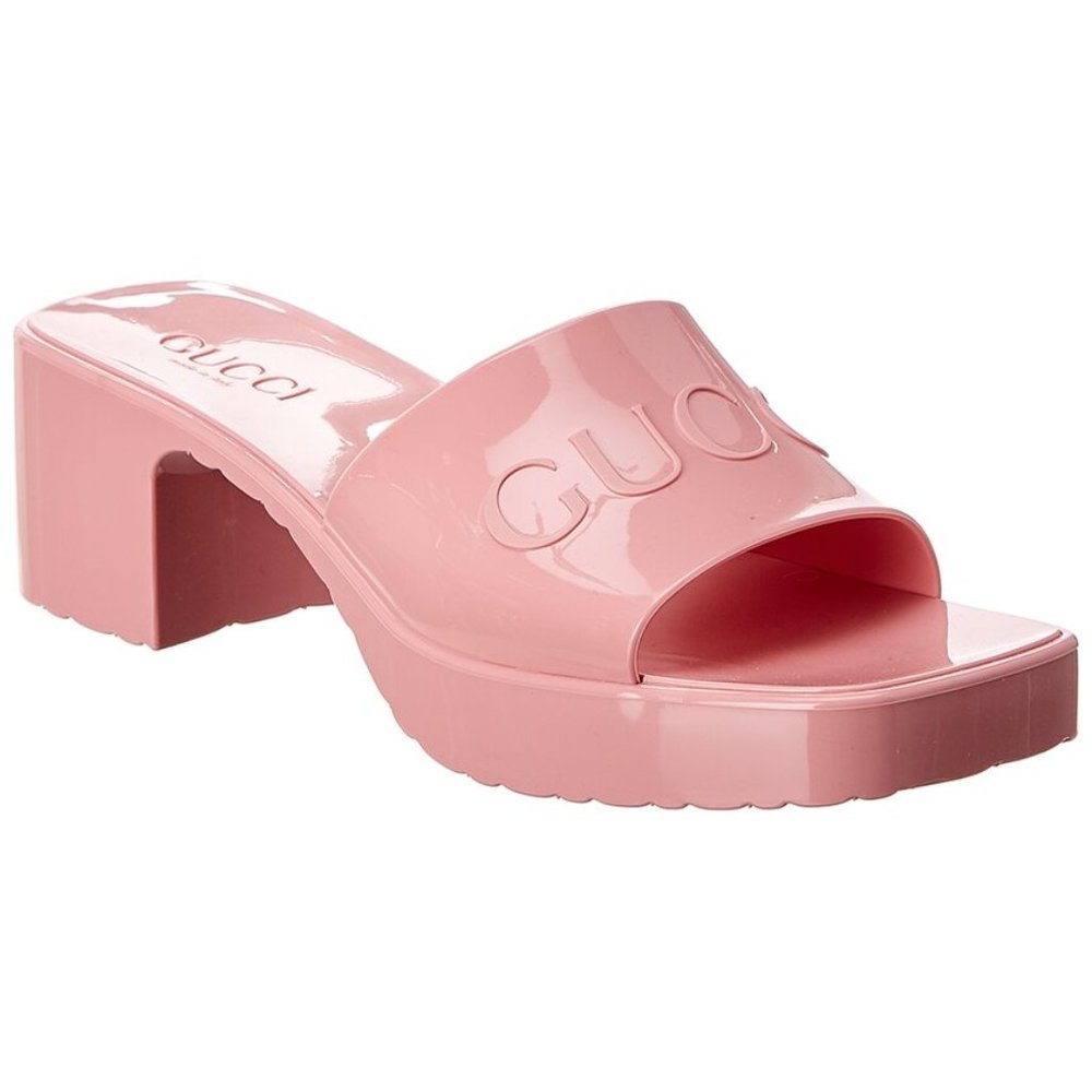 Pink Gucci Rubber Slides